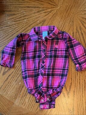 Carhartt Pink and Black Plaid Baby One-Piece Bodysuit